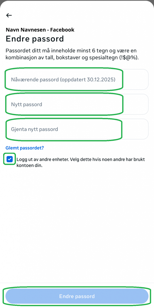 Skjermbilde fra Facebook-appen.