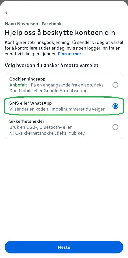Skjermbilde fra Facebook-appen.