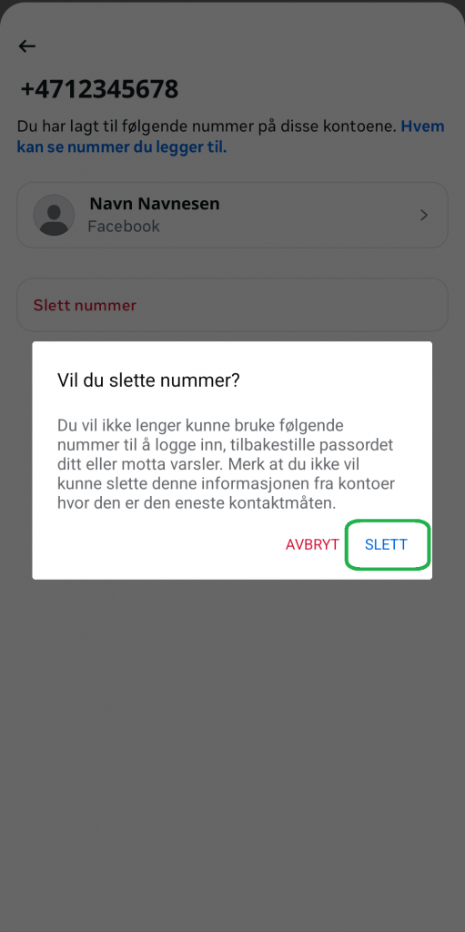 Skjermbilde fra Facebook-appen.