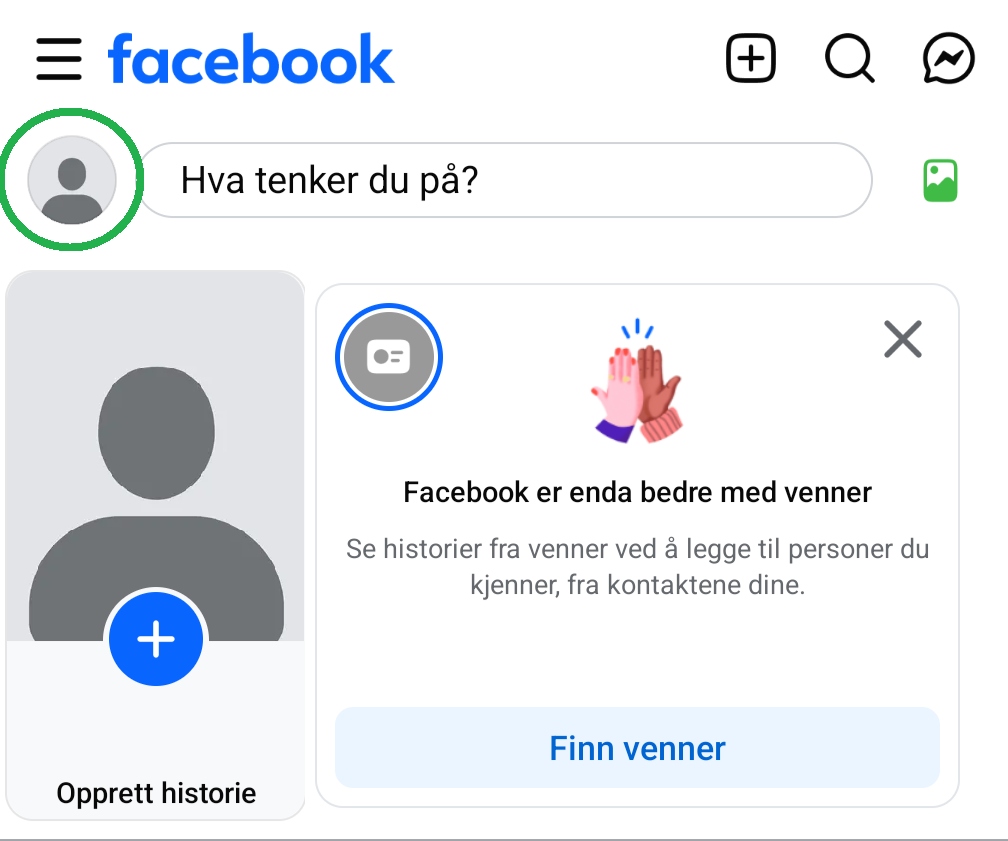 Skjermbilde fra Facebook-appen for mobil.