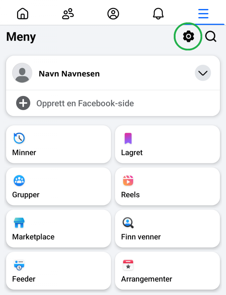 Skjermbilde fra Facebook-appen.
