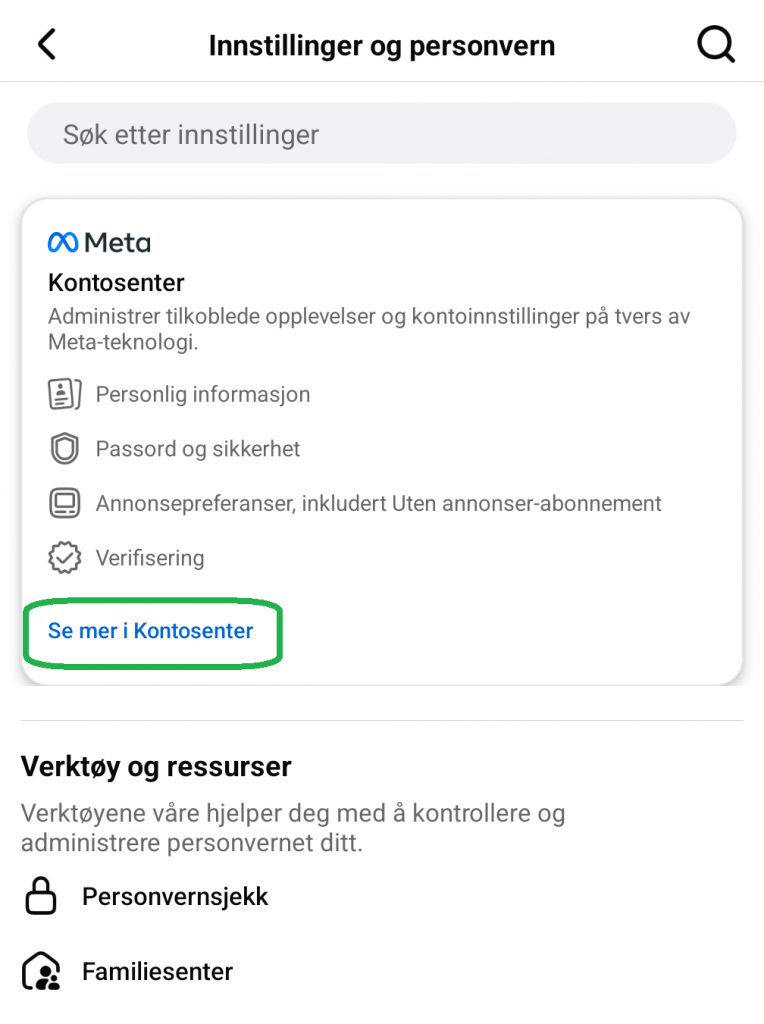 Skjermbilde fra Facebook-appen.