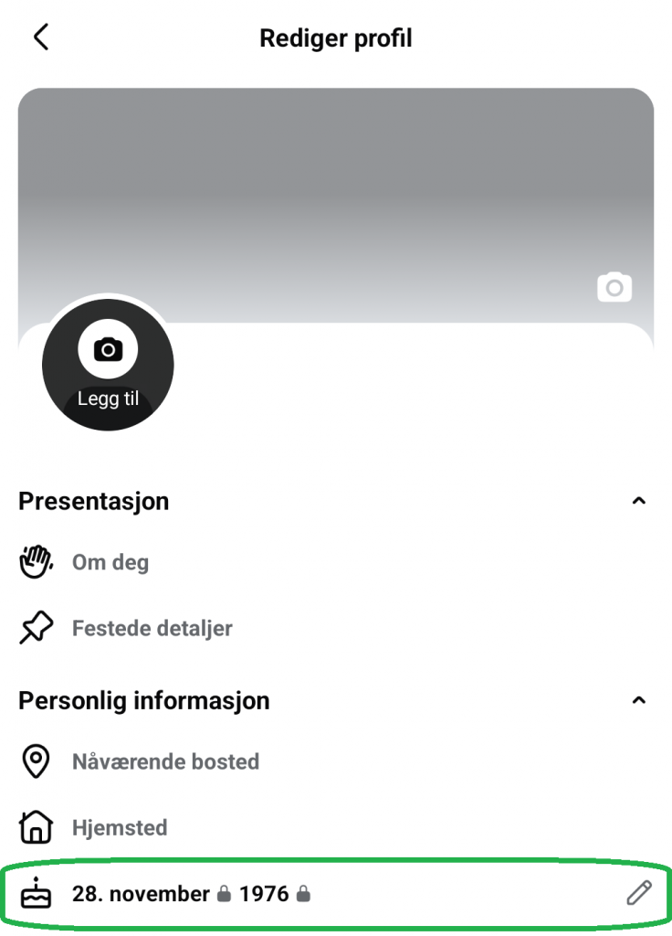 Skjermbilde fra Facebook-appen for mobil.
