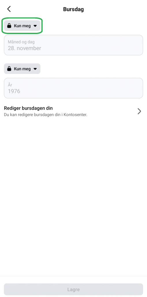 Skjermbilde fra Facebook-appen for mobil.