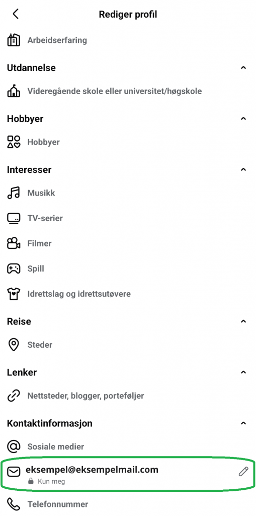 Skjermbilde fra Facebook-appen for mobil.