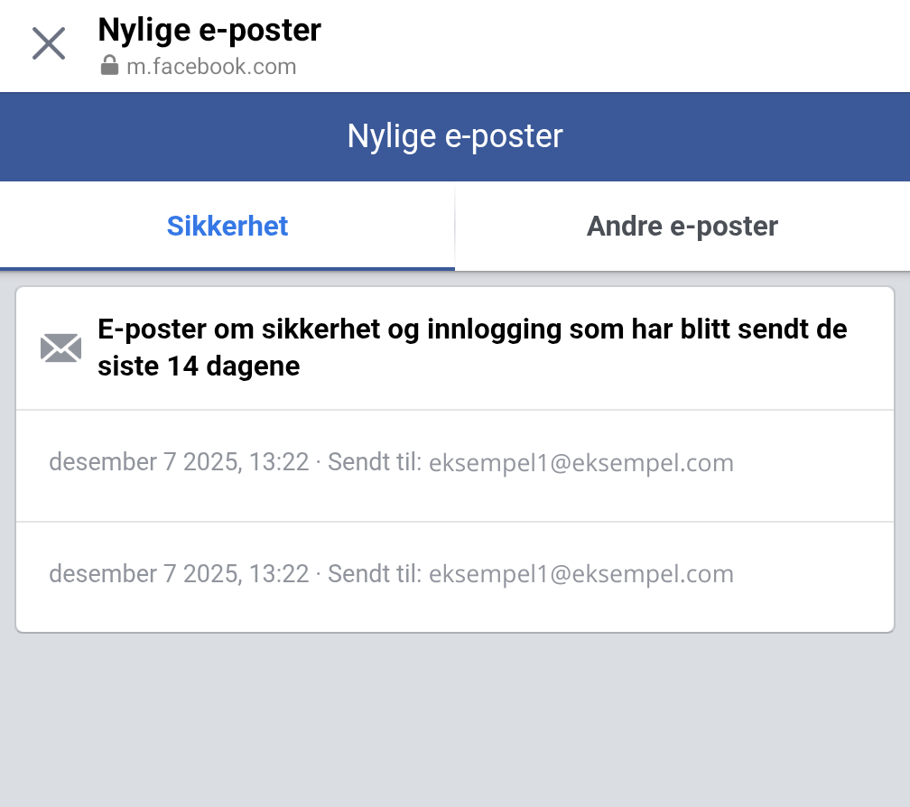Skjermbilde fra Facebook-appen.