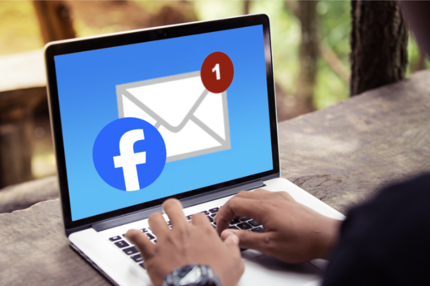 illustrasjon av mail fra facebook på pc