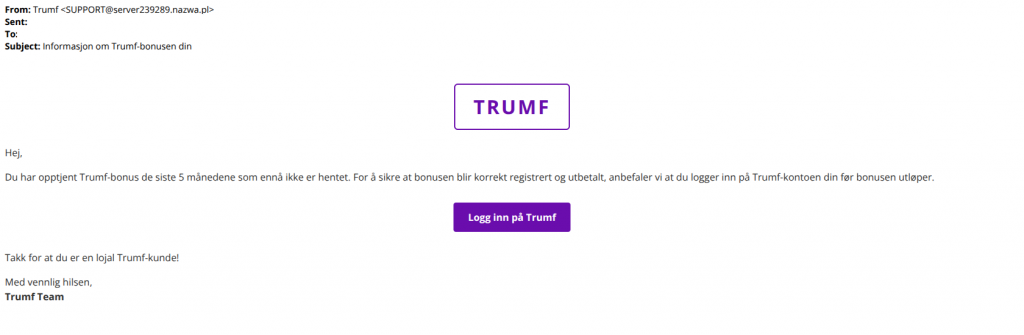 bilde av svindelforsøk fra trumf