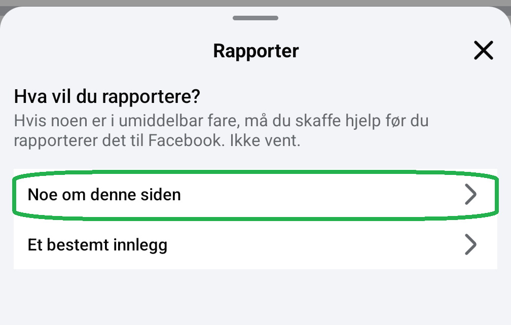 Skjermbilde fra Facebook-appen.