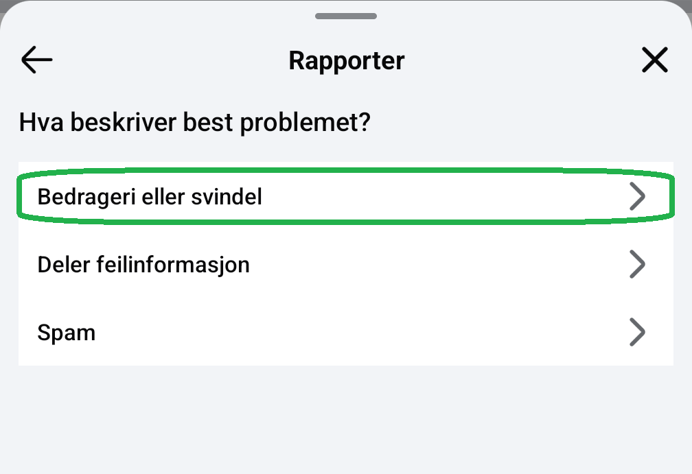 Skjermbilde fra Facebook-appen.