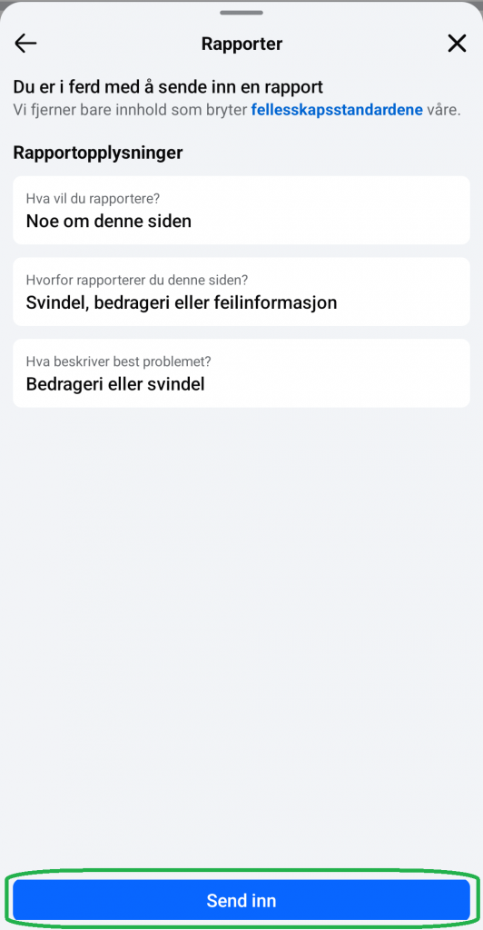 Skjermbilde fra Facebook-appen.