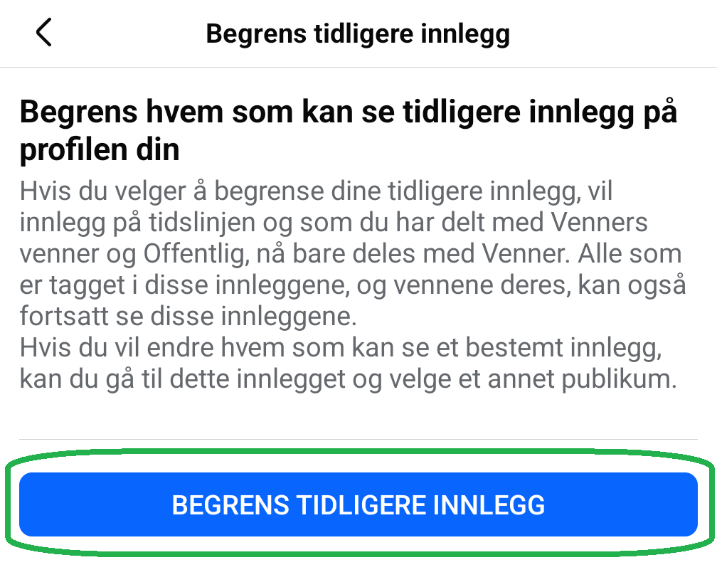 Skjermbilde fra Facebook-appen.
