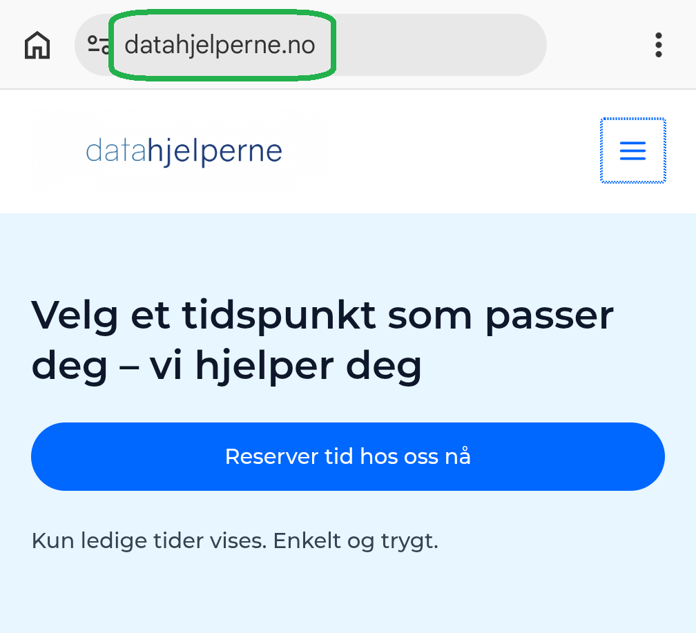 Skjermbilde fra datahjelperne.no