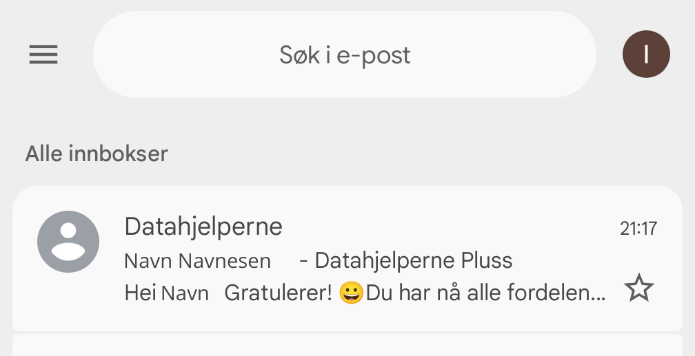 Skjermbilde fra e-post.