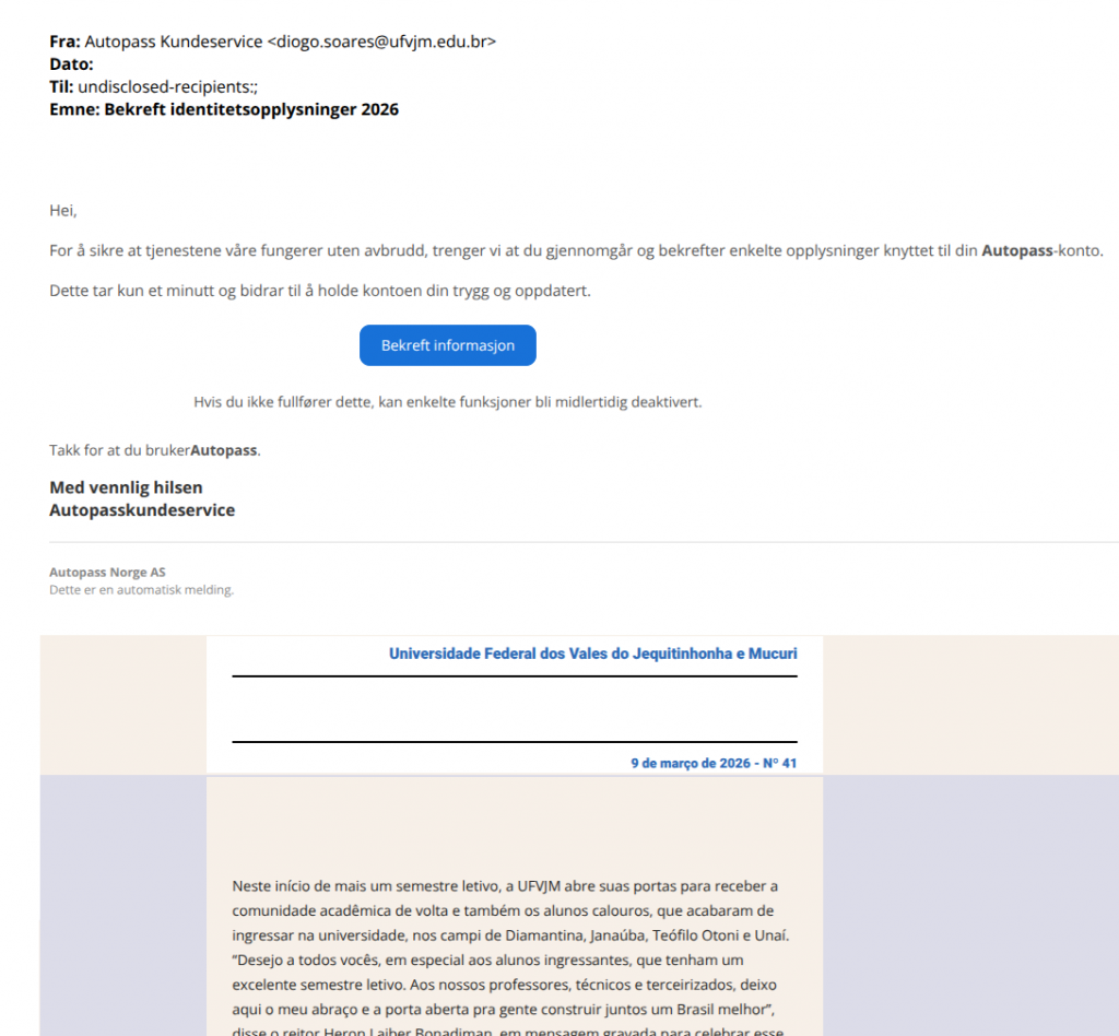 bilde av svindelepost fra autopass