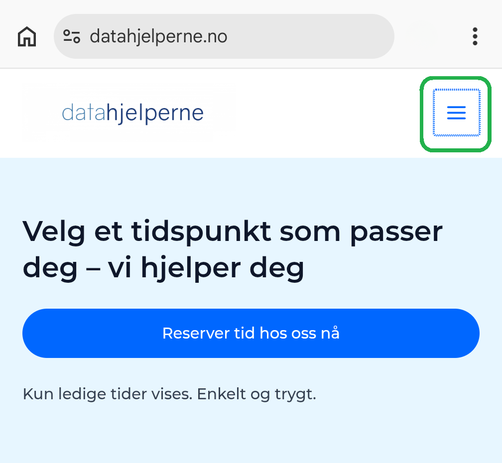 Skjermbilde fra datahjelperne.no