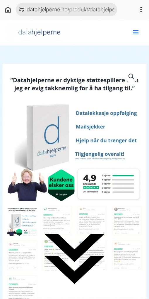 Skjermbilde fra datahjelperne.no