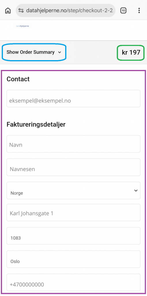 Skjermbilde fra datahjelperne.no