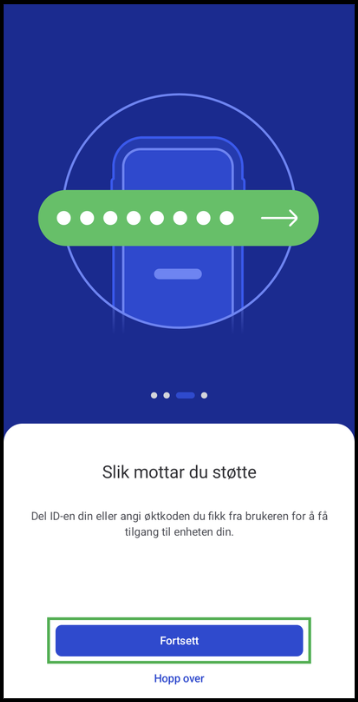 Skjermbilde av QuickSupport-appen.