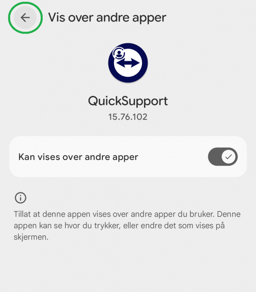 Skjermbilde fra Android-mobil.