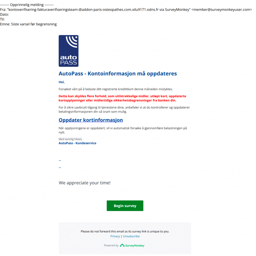 bilde av svindelforsøk på e-post
