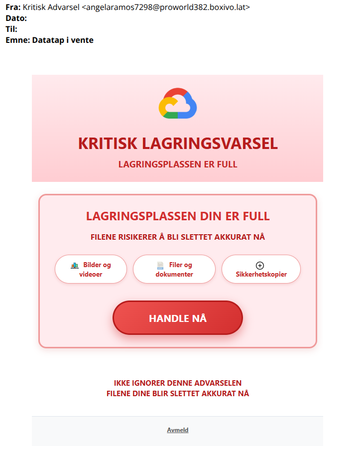 bilde av svindelforsøk på e-post