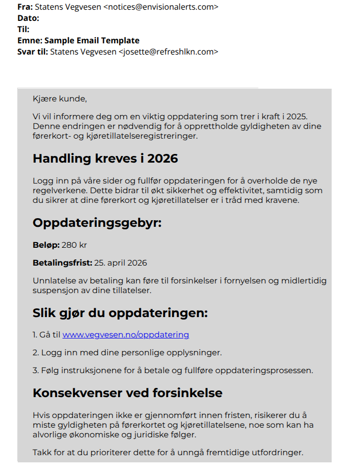 Bilde av svindelforsøk på e-post