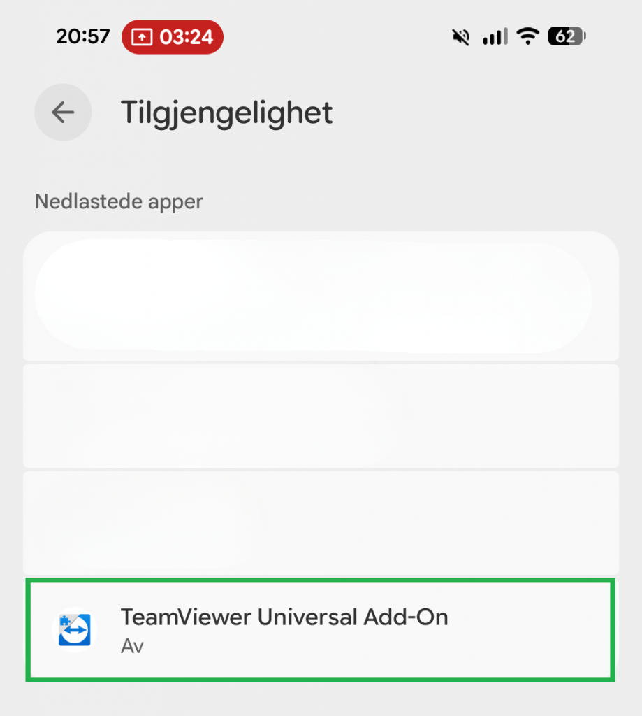 Skjermbilde fra Android-mobil.