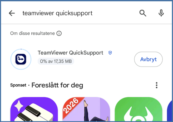 Skjermbilde fra Play-butikk på Android-mobil.