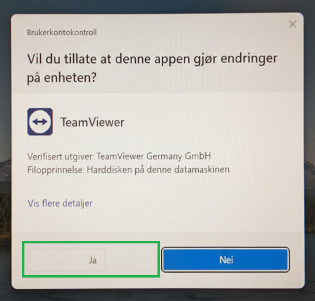 Skjermbilde av spørsmål