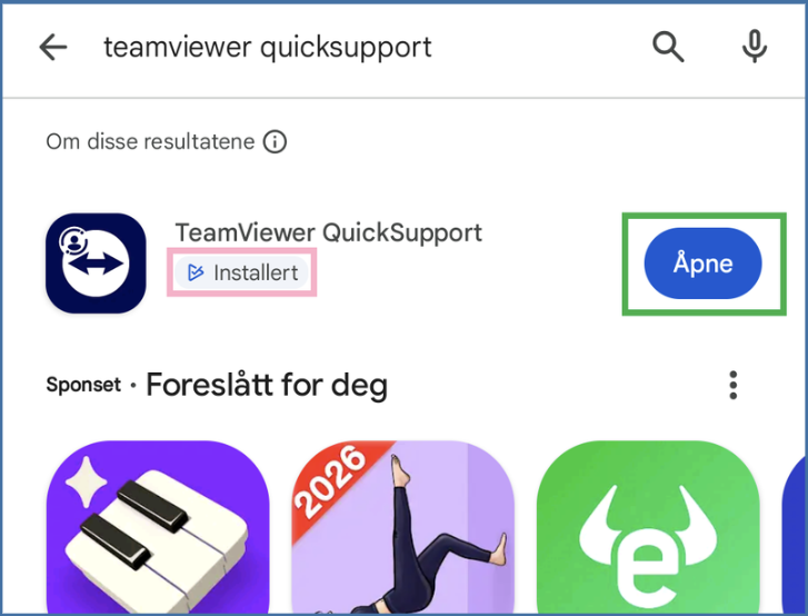 Skjermbilde fra Play-butikk på Android-mobil.