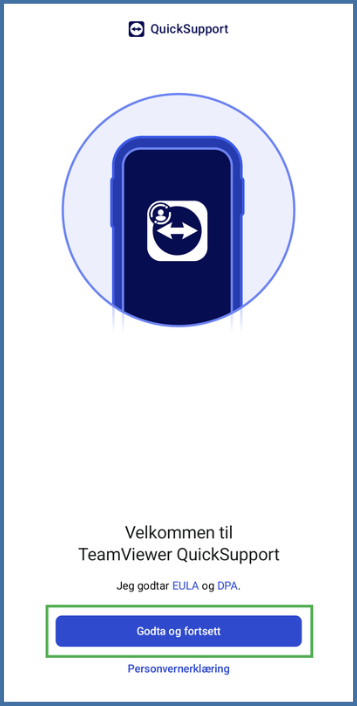 Skjermbilde av QuickSupport-appen.