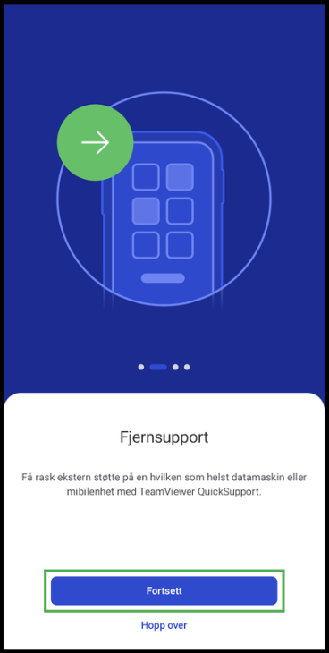 Skjermbilde av QuickSupport-appen.