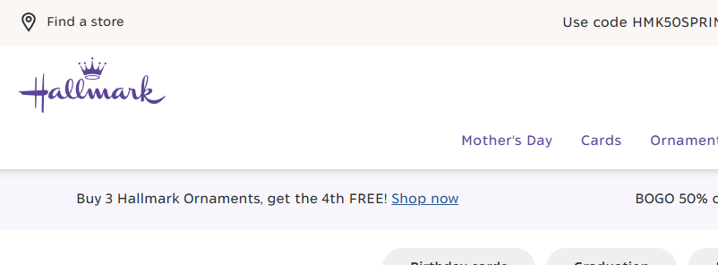 Skjermbilde fra https://www.hallmark.com/