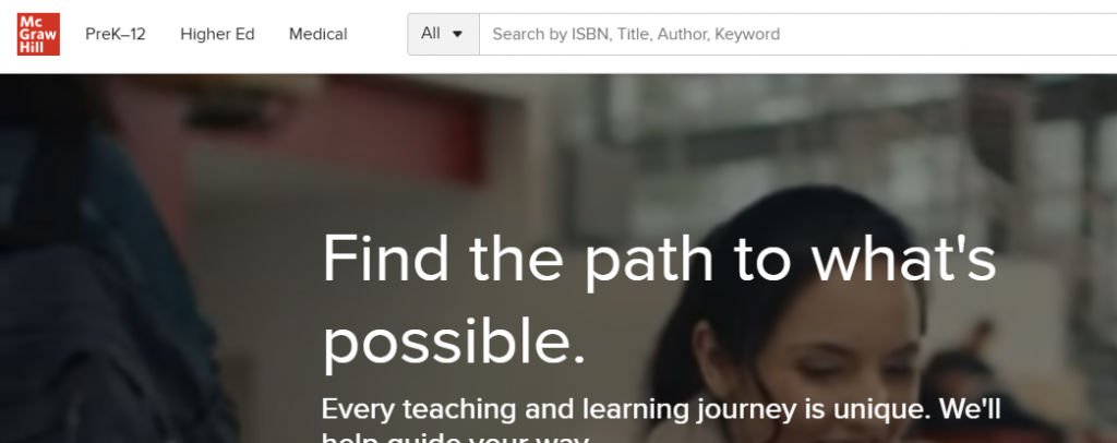 Skjermbilde fra https://www.mheducation.com/