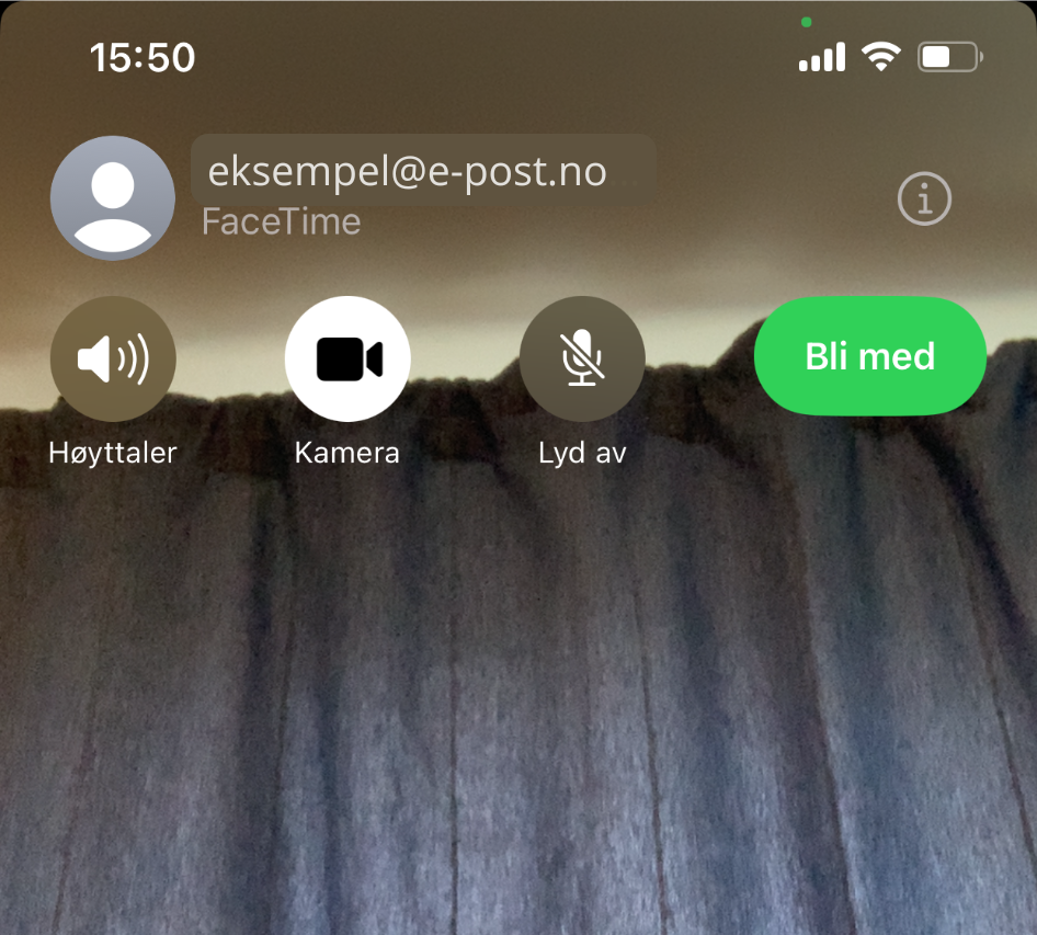 Skjermbilde fra FaceTime