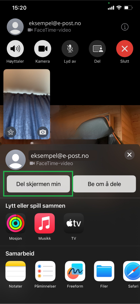 Skjermbilde fra FaceTime