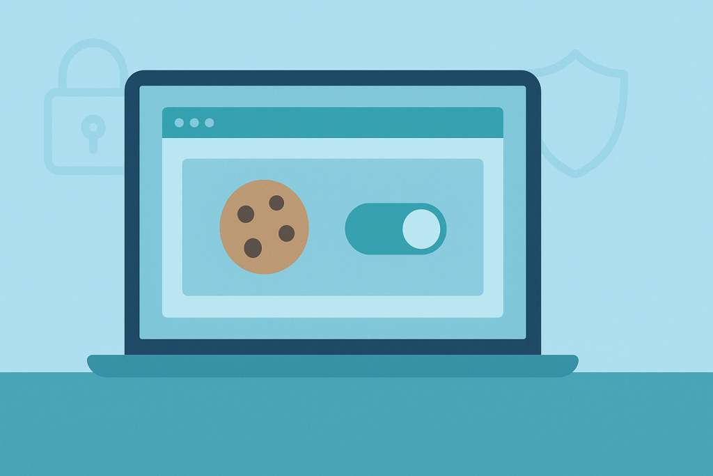 Illustrasjon av nettleser med cookies og personverninnstillinger