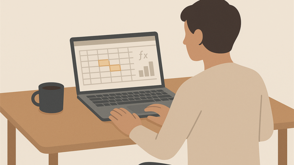 Illustrasjon av Excel-hjelp for nybegynnere med regneark på PC