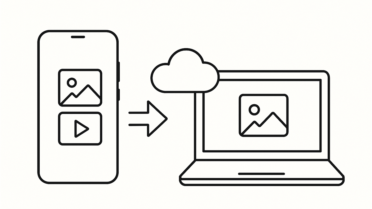 Illustrasjon av å flytte bilder og videoer fra Android til PC eller sky