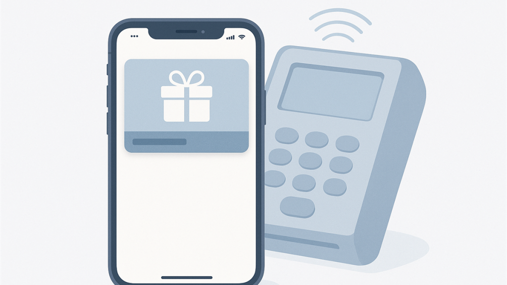 Illustrasjon av digitalt GLEDE-gavekort i mobil lommebok