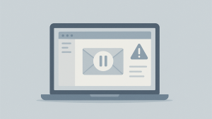 Illustrasjon av Outlook som har stoppet opp på en PC-skjerm