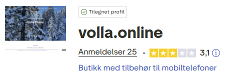 Skjermbilde fra https://no.trustpilot.com/review/volla.online