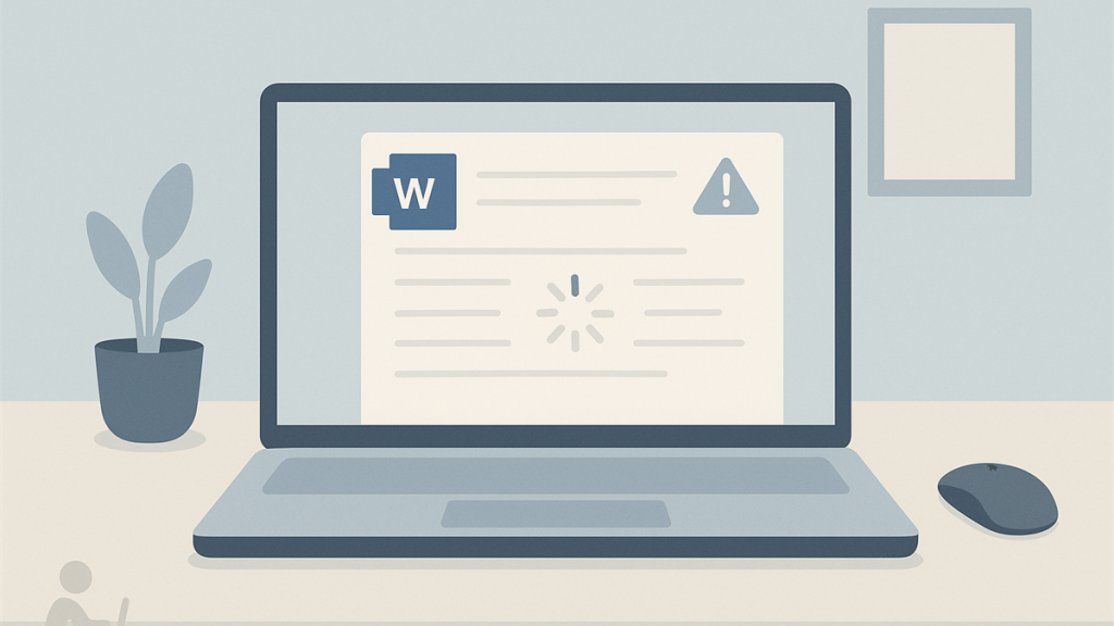 Illustrasjon av Microsoft Word med vanlige problemer og feilsøking på PC
