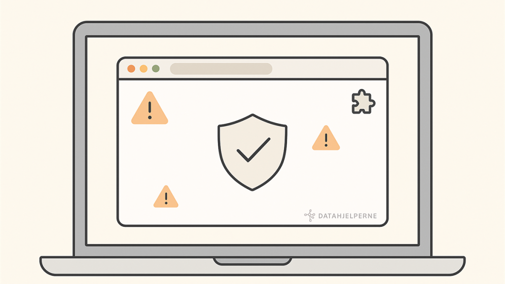 Illustrasjon av Chrome-nettleser med trygg opprydding og sikkerhetskontroll
