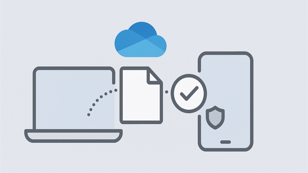 Illustrasjon av sikker fildeling i OneDrive med kontrollert tilgang