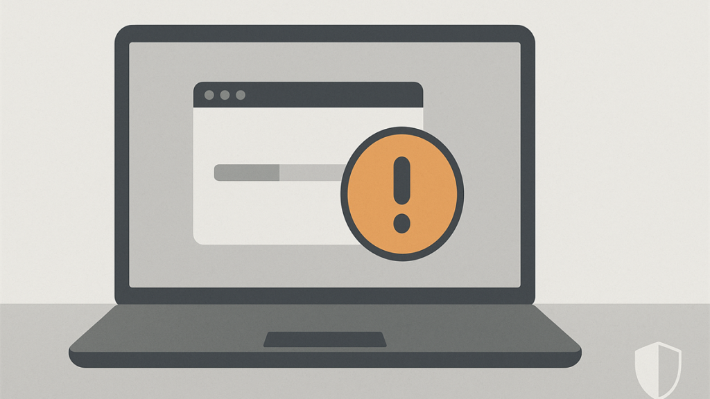 Illustrasjon av programinstallasjon på PC som blir stoppet av en blokkering i Windows