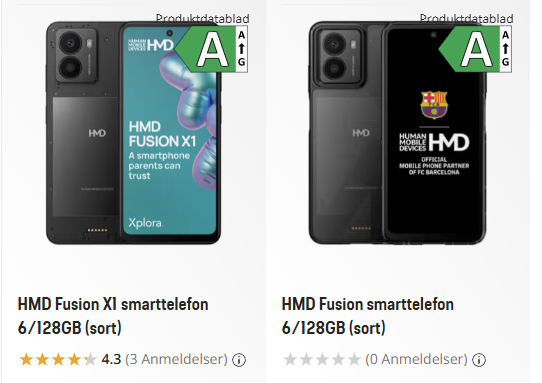 Skjermbilde fra https://www.elkjop.no/mobil-nettbrett-og-smartklokker/mobiltelefon?1%7Cbrand%5B%5D=HMD&1%7Cattributes.31046%5B%5D=Android