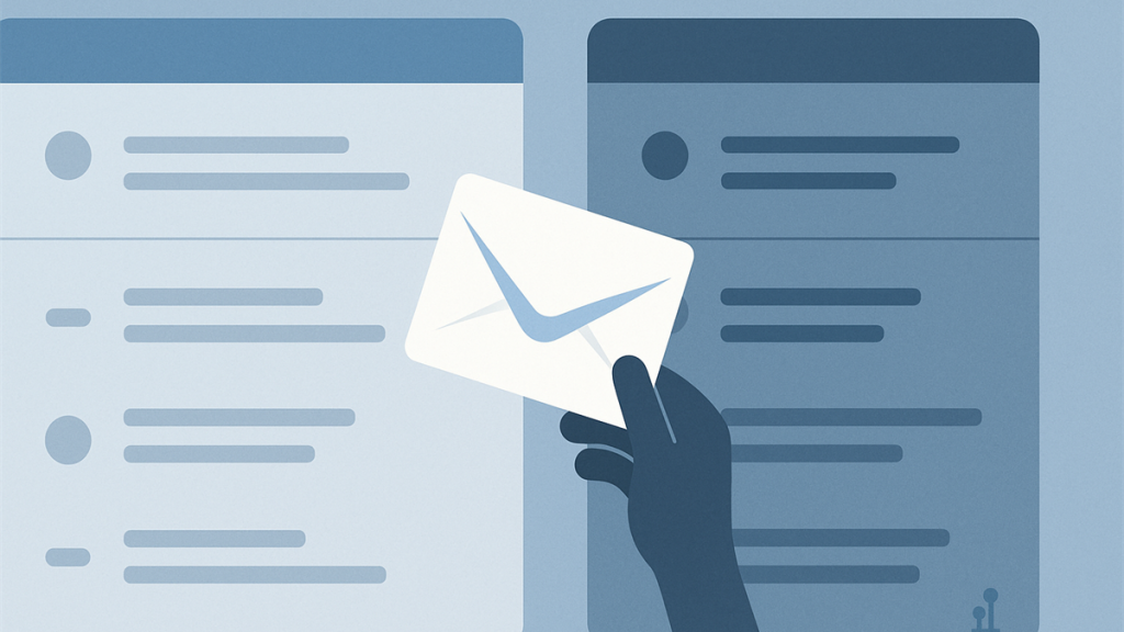 Illustrasjon av viktig e-post som flyttes fra spam til innboks