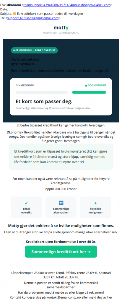 Bilde av svindelforsøk på e-post